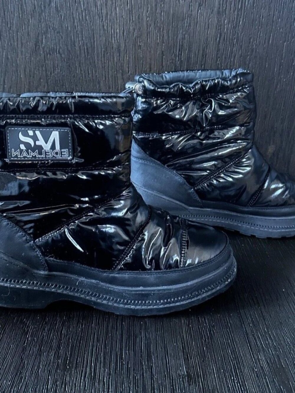 SAM EDELMAN Carlton Leather Trimmed Puffer Snow Winter Boots Women's Sz 8